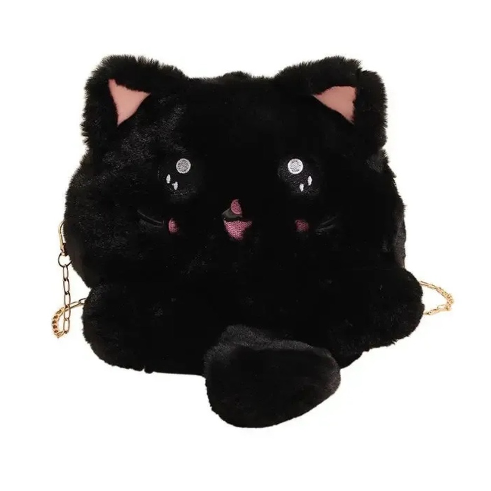Black Cat Plush Crossbody Bag